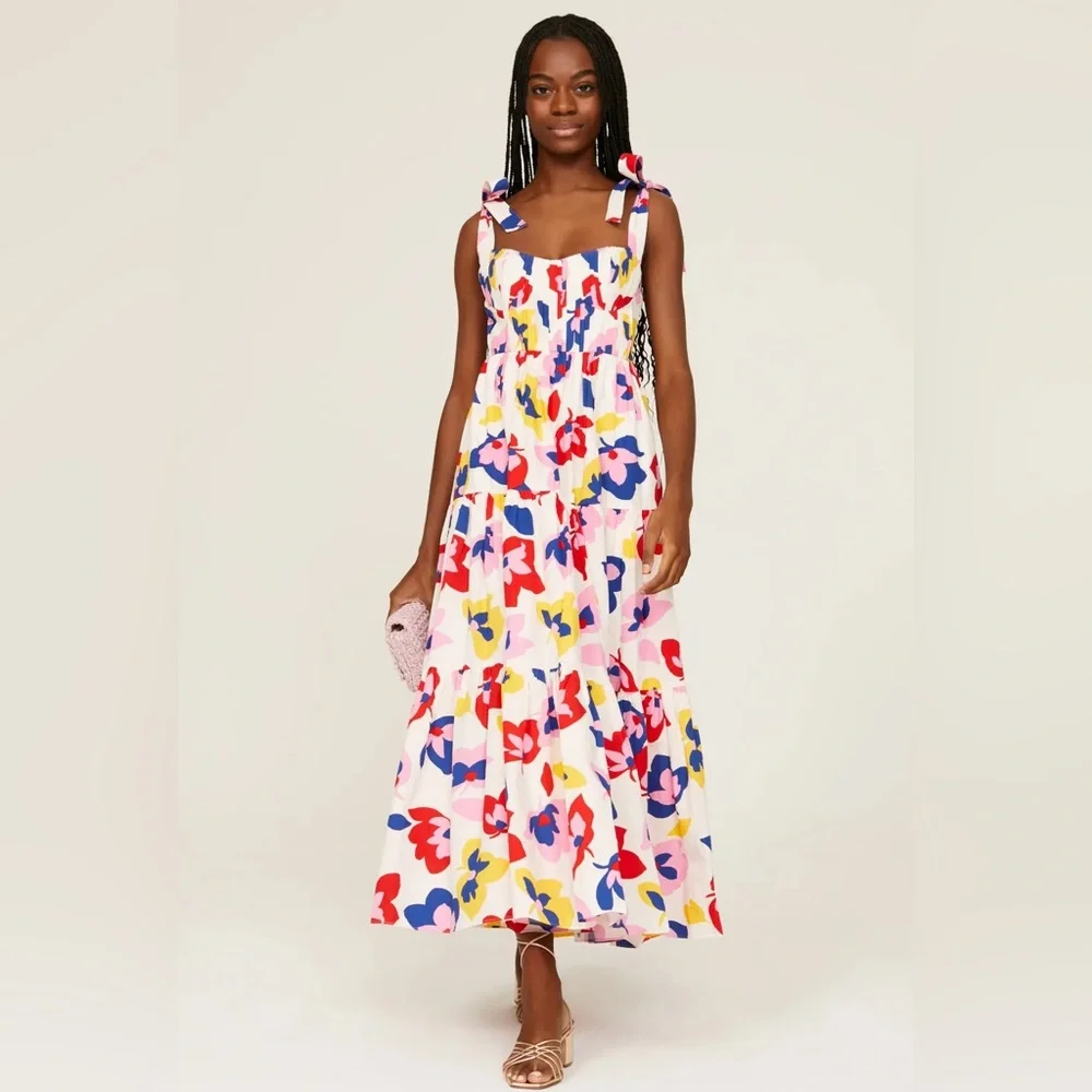 Kate Spade Summer Flowers Tiered Tie Strap Dress - Picture 1 of 15